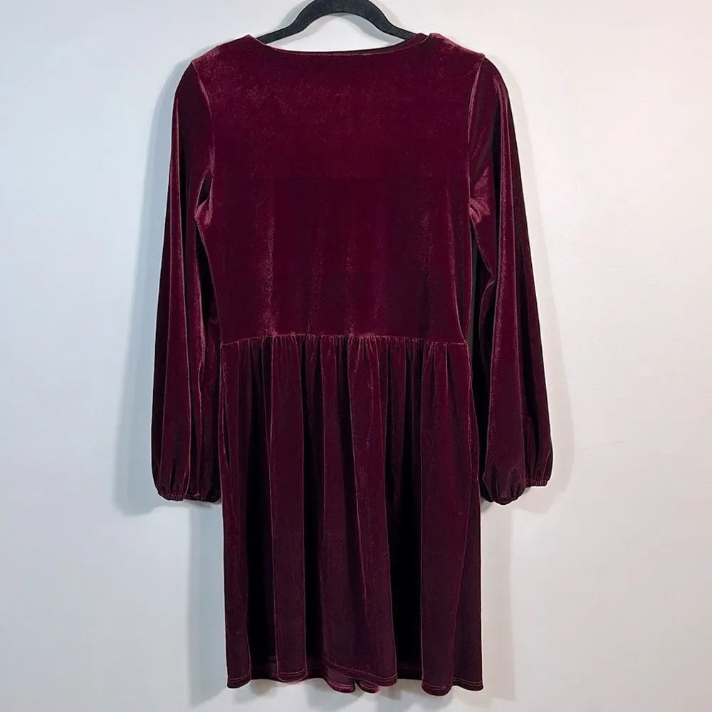 Anthropologie Amadi Greta Velvet Tunic Red Mini Dress Holiday Christmas Small - Picture 3 of 9